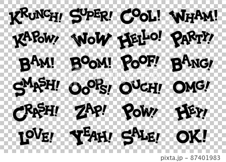 Character material expressing comic-style onomatopoeia and exclamation marks Character material expressing comic-style onomatopoeia and exclamation marks 87401983