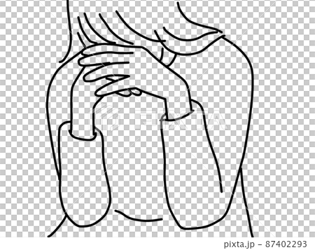 悩む女性の線画イラスト 87402293