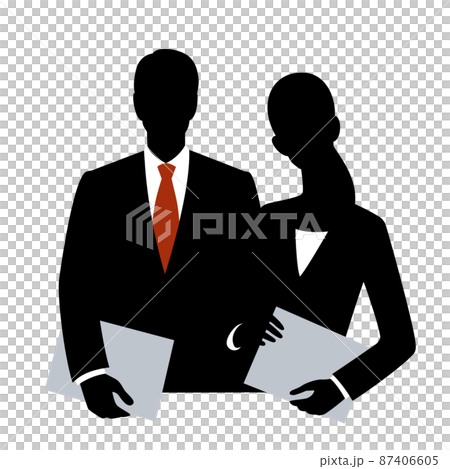 ビジネスマンの男女のシルエットイラスト 87406605
