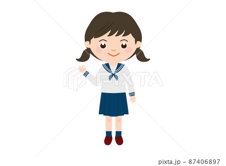 笑顔でOKマークの女子学生　全身 87406897