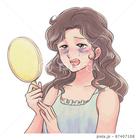 青くまに悩まされる素朴な素顔女性 青くまに悩まされる素朴な素顔女性 87407108