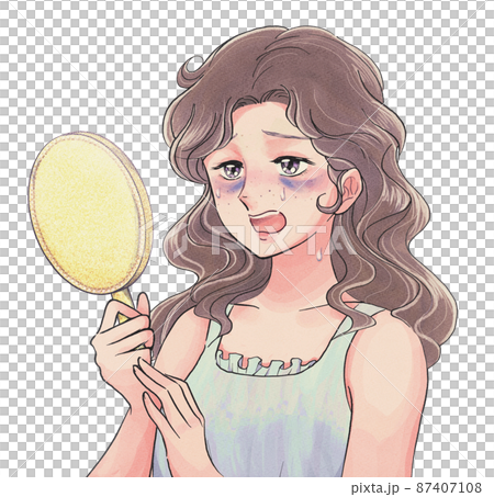 青くまに悩まされる素朴な素顔女性 青くまに悩まされる素朴な素顔女性 87407108