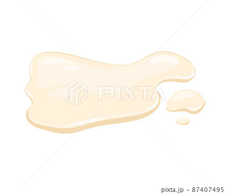 Puddle of mayonnaise, sauce. Beige liquid spill on a white background. Vector cartoon illustration 87407495