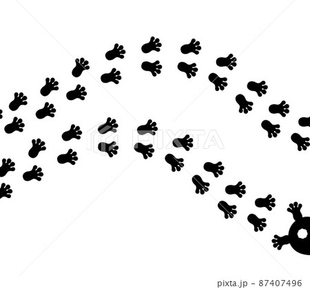 Paw footprint of rabbit on white background. Rabbit run away. Hare track for backgrounds, patterns, design, greeting cards, child prints and etc. Vector illustration 87407496