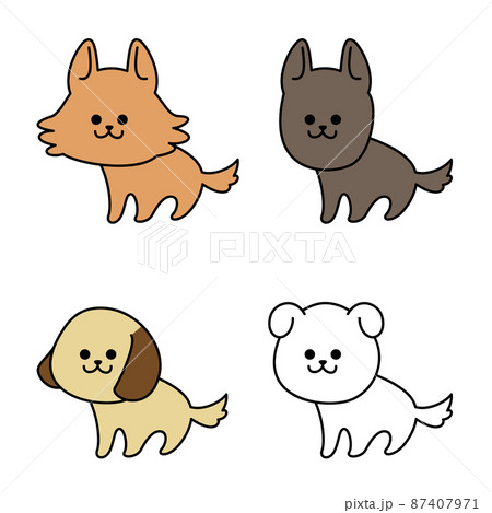 犬 ペット 犬種 ゆるい犬セット イラストのイラスト素材