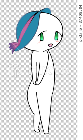 A character wearing a hat who turns around while smiling A character wearing a hat who turns around while smiling 87408384