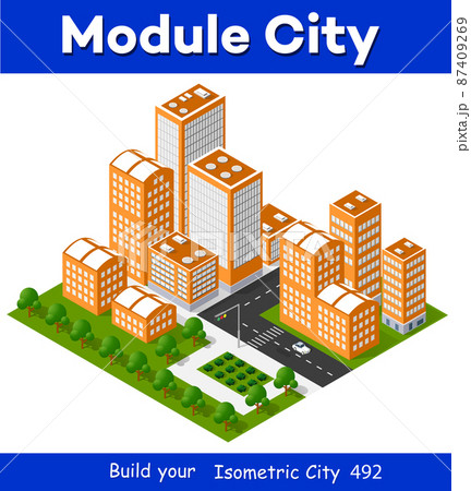 3d cityscape city street public block house from 87409269