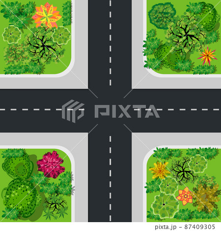 Seamless repeating background urban pattern Top view 87409305