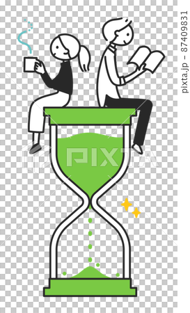 ゆっくり時間を過ごす夫婦 ちまっとした人物 ゆっくり時間を過ごす夫婦 ちまっとした人物 87409831