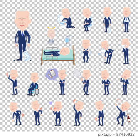 A set of middle-aged men injured or ill 87410932