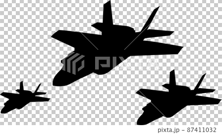 隊列を組んだ戦闘機のシルエット素材　ベクター 87411032