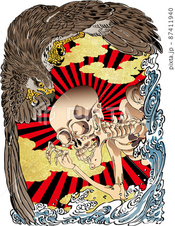 浮世絵　鷲と波＆ドクロ　その1 87411940