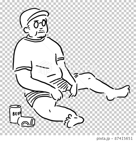 A man relaxing with a can of beer 87415651