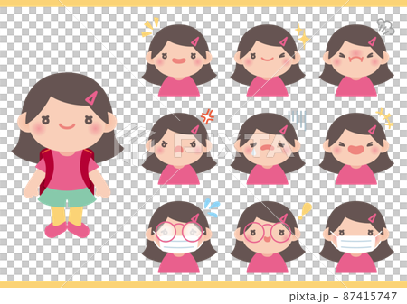 小學女孩圖標 set_semi-long 87415747