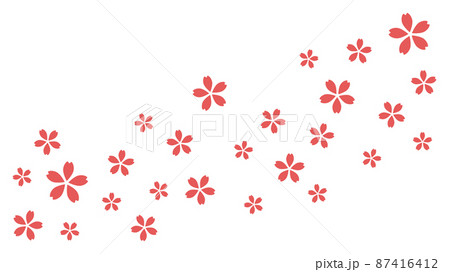 白背景のシンプルな桜の装飾素材のある背景イラストのイラスト素材