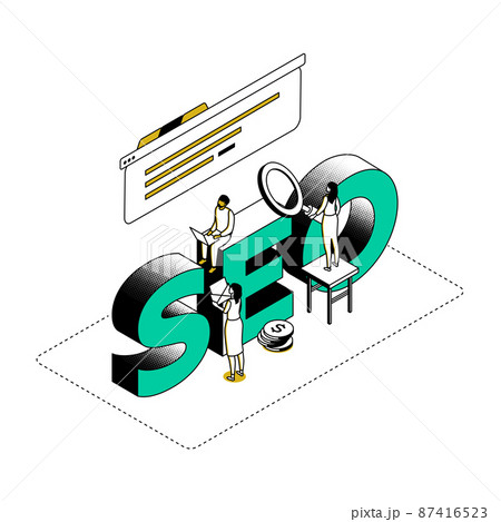 Seo optimization - modern line isometry design style illustration Seo optimization - modern line isometry design style illustration 87416523