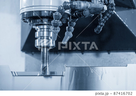 The CNC milling machine rough cutting the injection mold parts by indexable  endmill tools. 87416702