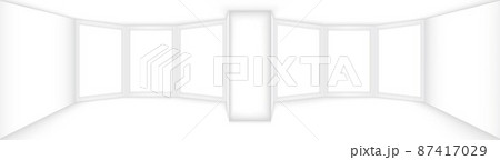 Empty white room with window vector illustration. Abstract 3d interior template for background. 87417029