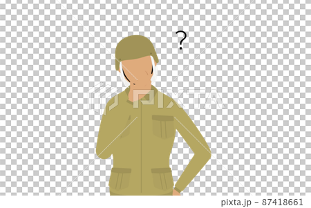 Senior female soldier poses, have doubts Senior female soldier poses, have doubts 87418661