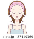ヘアバンドをした笑顔の女性のイラスト3 87419369