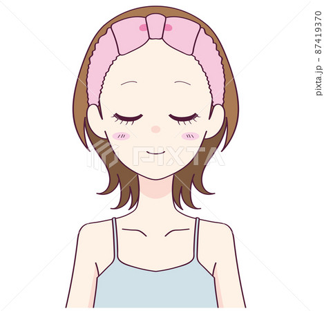 ヘアバンドをした笑顔の女性のイラスト4 ヘアバンドをした笑顔の女性のイラスト4 87419370