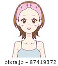 ヘアバンドをした笑顔の女性のイラスト5 87419372