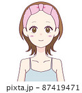ヘアバンドをした女性のイラスト 87419471