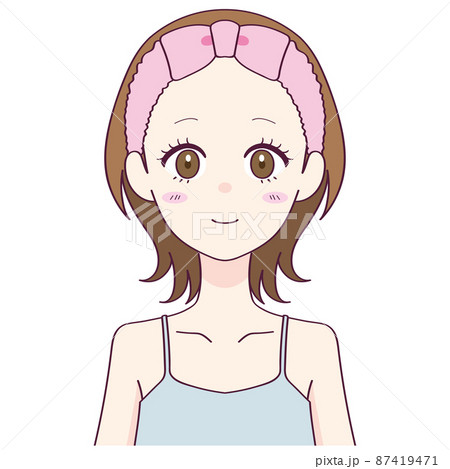 ヘアバンドをした女性のイラストのイラスト素材