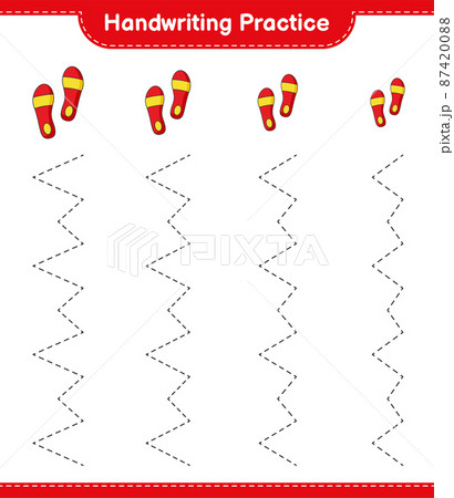 Handwriting practice. Tracing lines of Flip Flop. Educational children game, printable worksheet, vector illustration Handwriting practice. Tracing lines of Flip Flop. Educational children game, printable worksheet, vector illustration 87420088