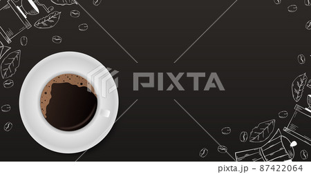 Coffee background with realistic cup of coffee - Vector Coffee background with realistic cup of coffee - Vector 87422064