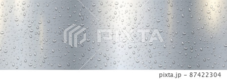 Realistic drops of water on a silver metal background - Vector Realistic drops of water on a silver metal background - Vector 87422304