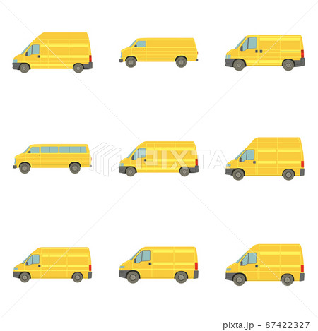 Set of 9 realistic trucks on a white background - Vector 87422327