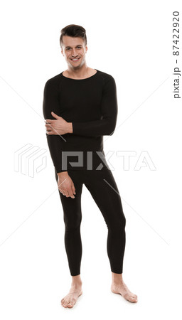 Man wearing thermal underwear isolated on white Man wearing thermal underwear isolated on white 87422920