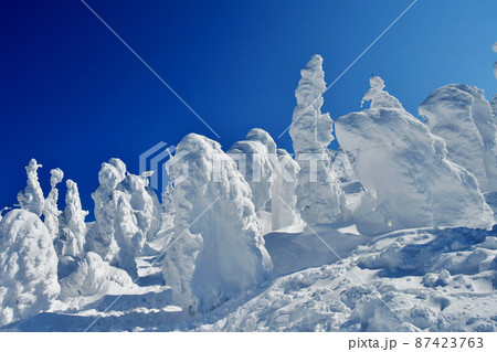 山形蔵王　地蔵岳の樹氷・スノーモンスター 87423763