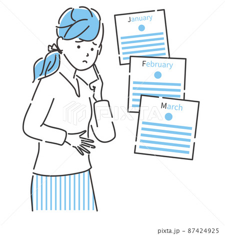 線画人物アイコン　女性　妊娠したかも 87424925