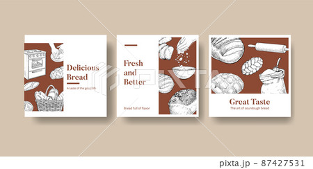 Banner template with sourdough concept,sketch drawing style 87427531