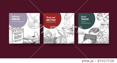 Banner template with sourdough concept,sketch drawing style 87427536