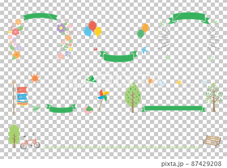 ゴールデンウイークのバナーなどに イラストフレームセット（文字なし） 87429208