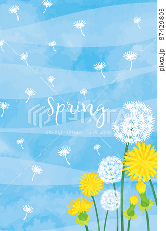 水彩画風タンポポの春の背景素材 水彩画風タンポポの春の背景素材 87429803