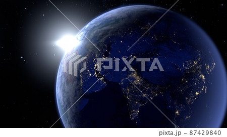  宇宙から見た地球の夜景の3Dレンダリング 87429840