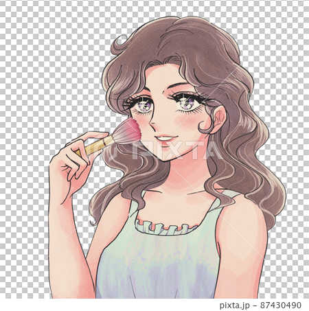 昭和復古女孩卡通風格,帶腮紅的美麗女巫 昭和復古女孩卡通風格,帶腮紅的美麗女巫 87430490