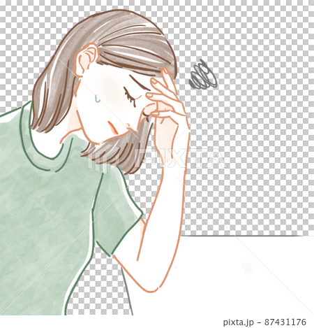 頭痛の女性のイラスト 87431176