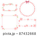 Four kinds of pink flower illustration frame 87432668
