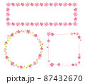 three kinds of pink flower illustration frame 87432670