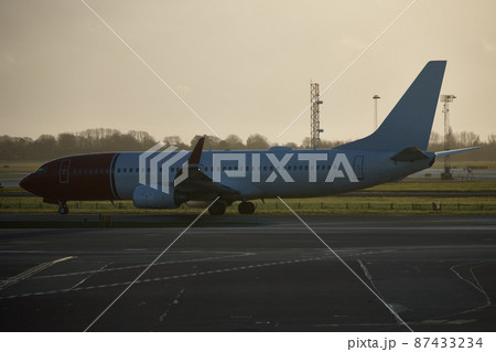 Ready for take-off. Shot of an airplane at an airport. 87433234