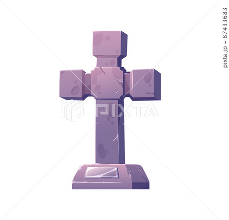Grave monument, tombstone and cross, gravestone isolated cartoon tomb. Vector cross shape stone, granite monument at graveyard. Cemetery headstone burial memorial stele, creepy mystic gravestone Grave monument, tombstone and cross, gravestone isolated cartoon tomb. Vector cross shape stone, granite monument at graveyard. Cemetery headstone burial memorial stele, creepy mystic gravestone 87433683