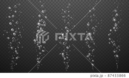 Soda bubbles, water or oxygen air fizz, vector dynamic aqua effervescent rising up underwater fizzing, champagne drink design elements isolated on transparent background, Realistic 3d bubbles set Soda bubbles, water or oxygen air fizz, vector dynamic aqua effervescent rising up underwater fizzing, champagne drink design elements isolated on transparent background, Realistic 3d bubbles set 87433866