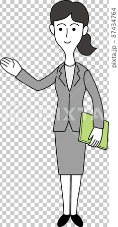 お客様を案内する女性会社員の全身イラスト お客様を案内する女性会社員の全身イラスト 87434764