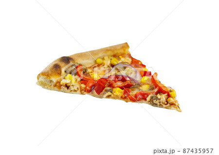 Slice of pizza isolated on white background Slice of pizza isolated on white background 87435957