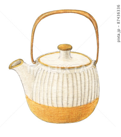 急須　ティーポット　手描き 87436336